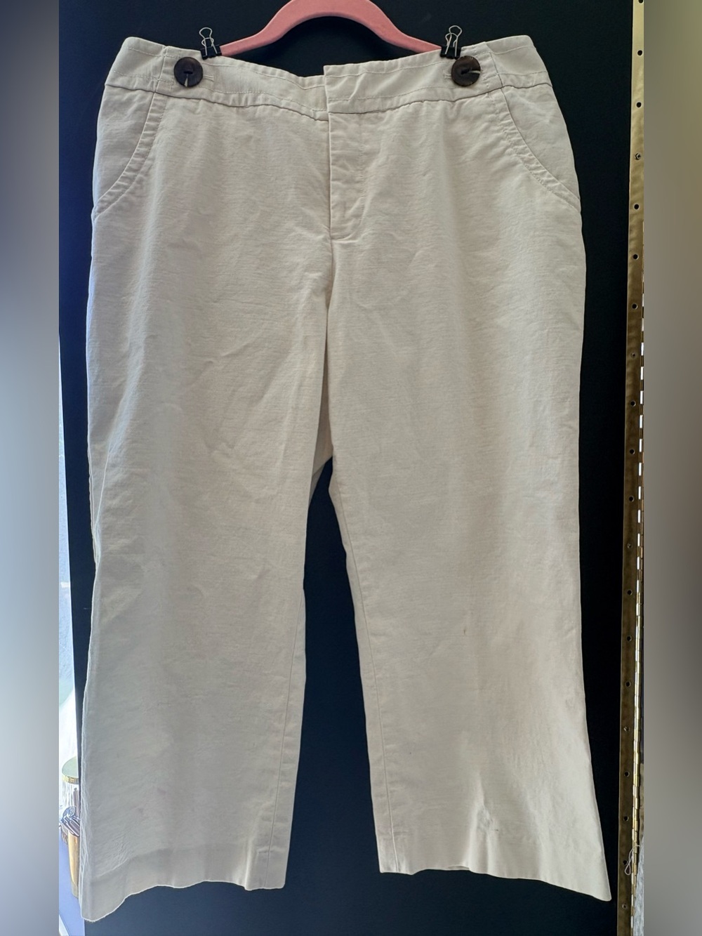 Merona White Cropped Pants Size 14 Casual Stretch Cotton Capri Comfort Waist